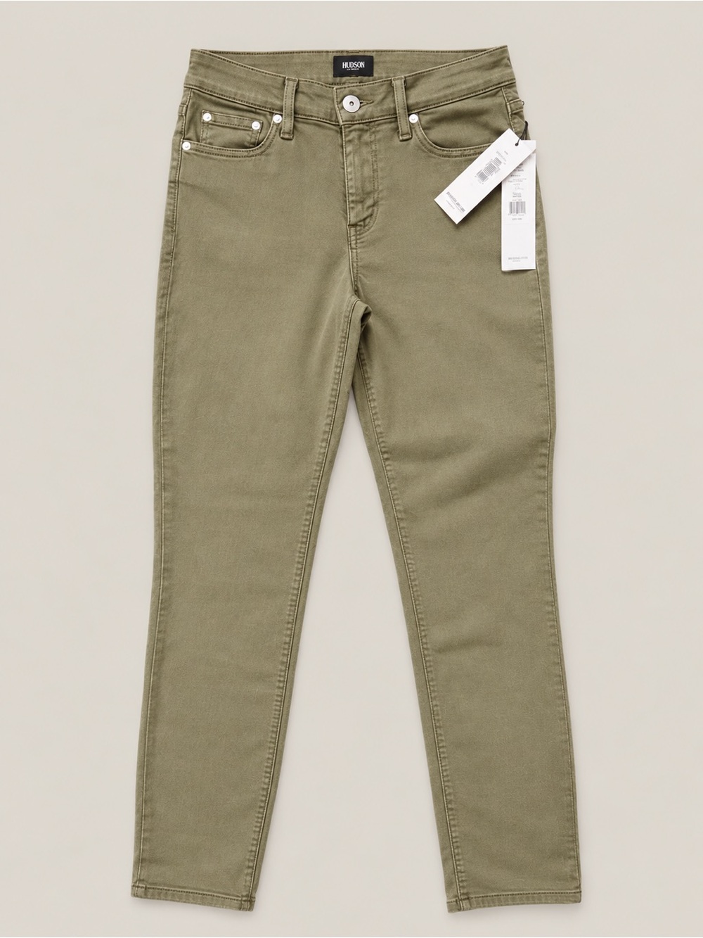 Hudson Natalie Midrise Ankle Super Skinny Jeans Olive Green Size 28 NWT